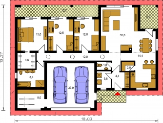 Mirror image | Floor plan of ground floor - BUNGALOW 201